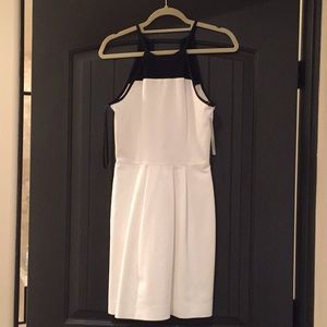 Black and white dress high neck and skater skirt